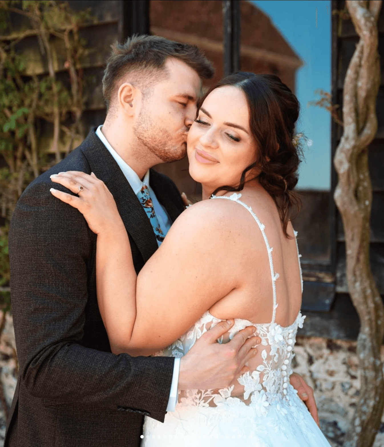 Wedding couple at Pinglestone Barn